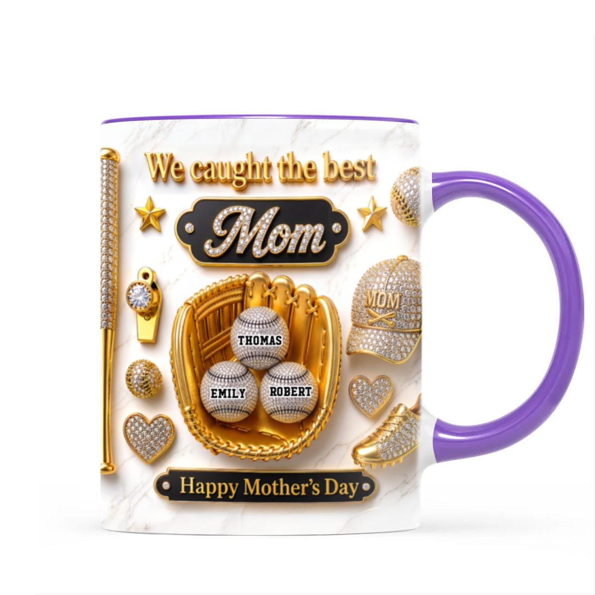 3D Effect Baseball We Caught The Best Mom - Personalized Mug - Mother's Day Gift For Mom, Wife
