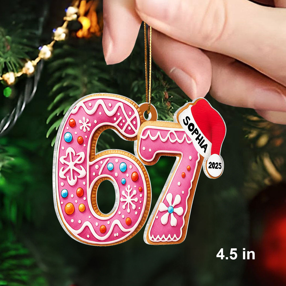 Gingerbread 67 Six Seven - Personalized Acrylic Ornament - Teen Slang Funny Tree Decor, Funny Teen Grandkid Gift