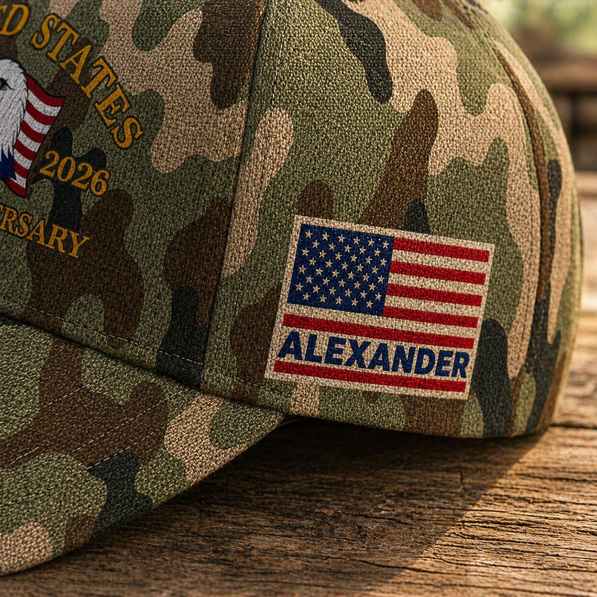 United States 250th Anniversary Eagle Nation Flag Printed Camo Pattern - Personalized Classic Cap