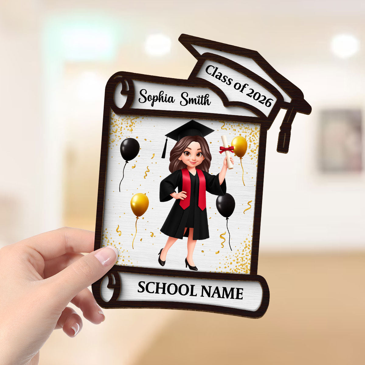 Congrats Class Of 2026 2027 Senior - Personalized 2-Layered Wooden Plaque - Graduation Gift For Graduates, Daughter, Son