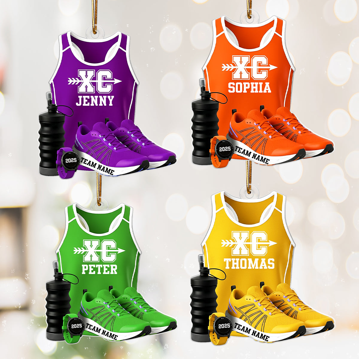 3D Effect Cross Country Runner - Personalized Acrylic Ornament - Unique Christmas Gift For Son, Daughter, Grandson, Granddaughter