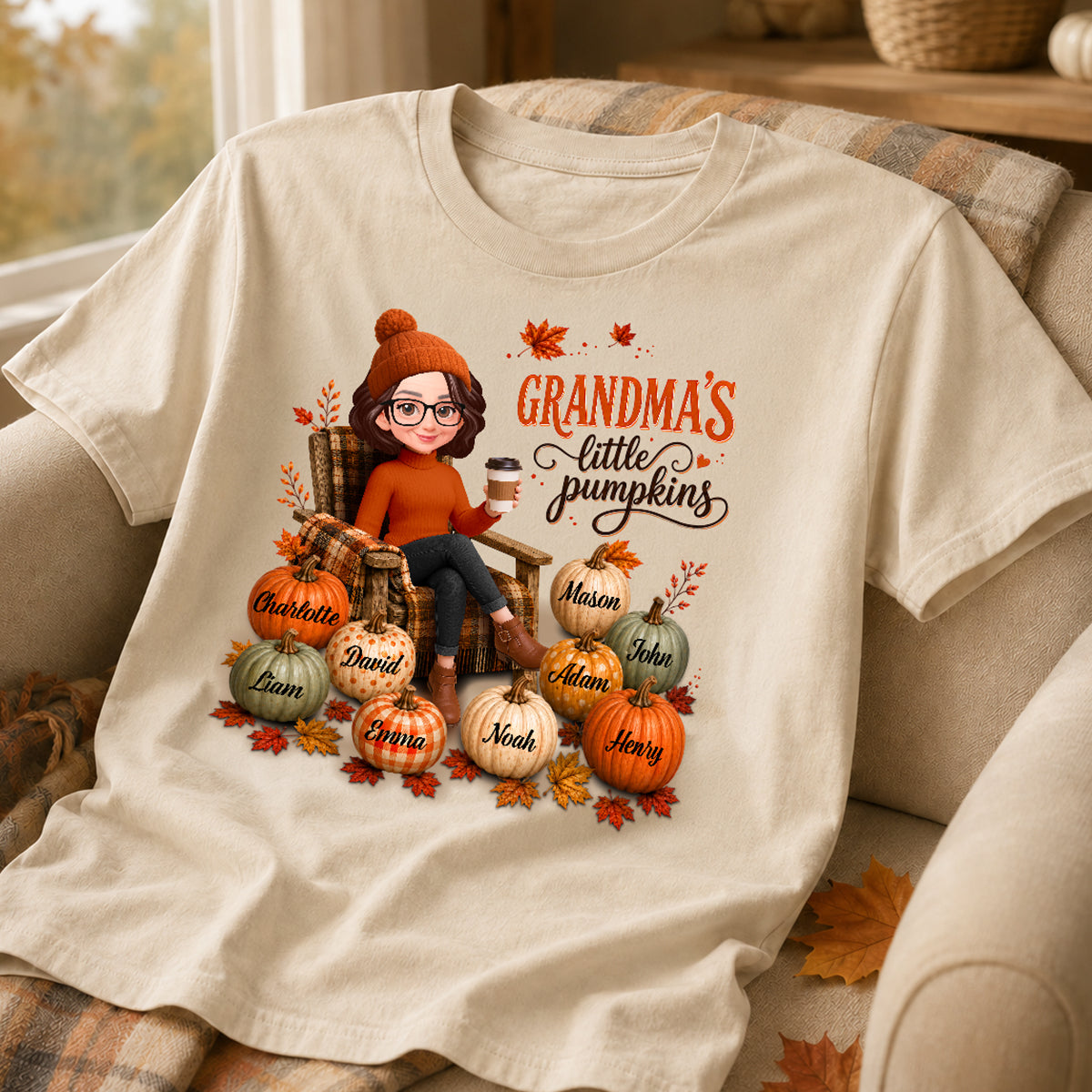 Grandma's Little Pumpkins - Personalized Shirt - Trendy Fall Tee for Grandma