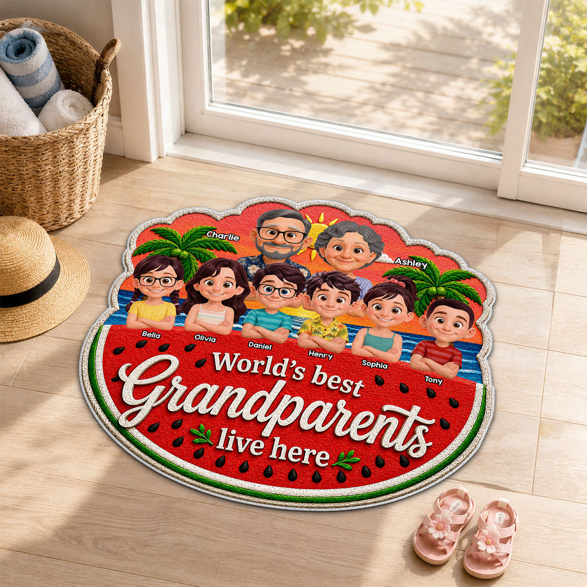 World's Best Grandparents - Personalized Doormat - Gift For Grandparents, Summer Decor