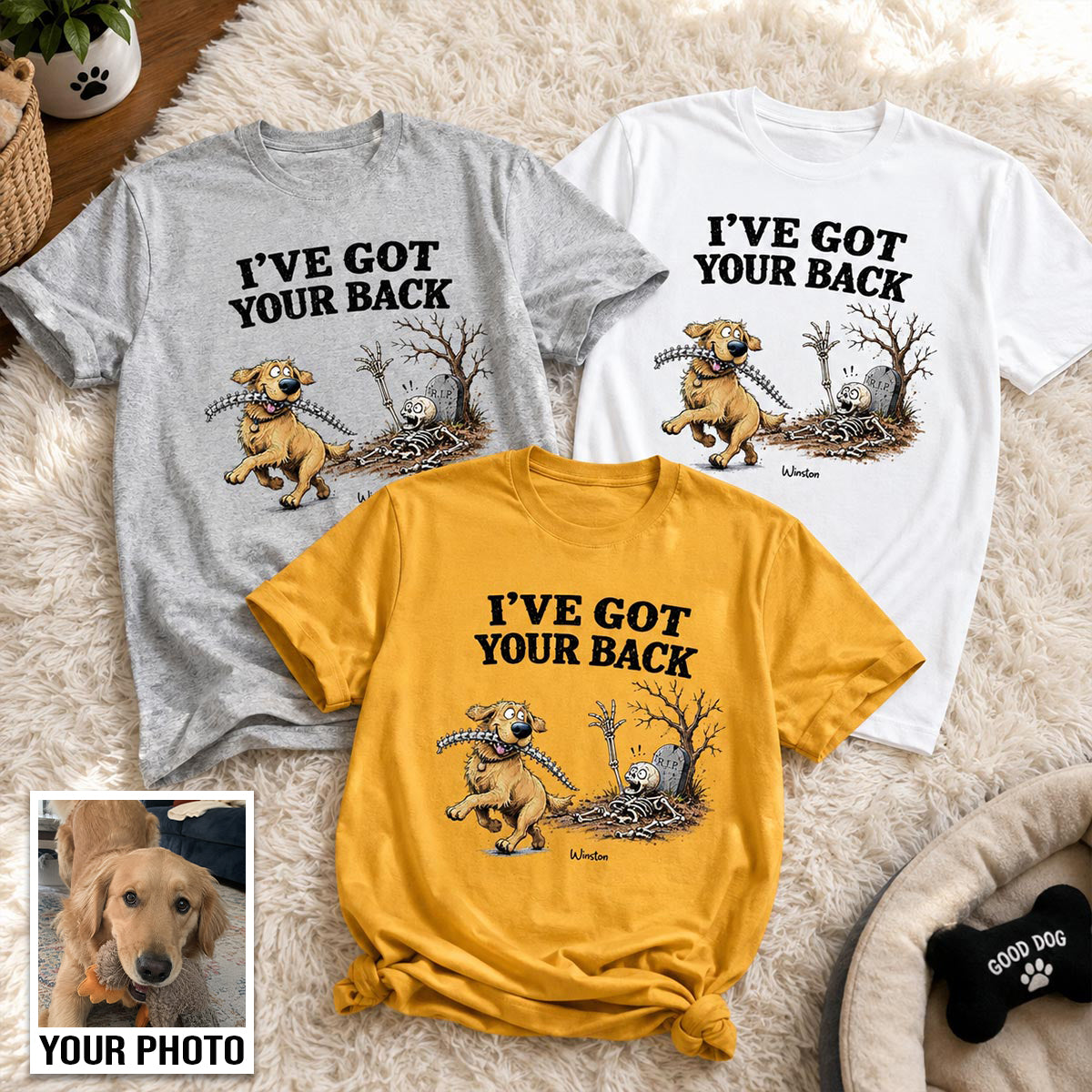 Quirky Dog I've Got Your Back Dog Stealing Backbone From Your Dog Photo - Personalized Shirt - Funny Halloween Drinkware For Dog Lovers