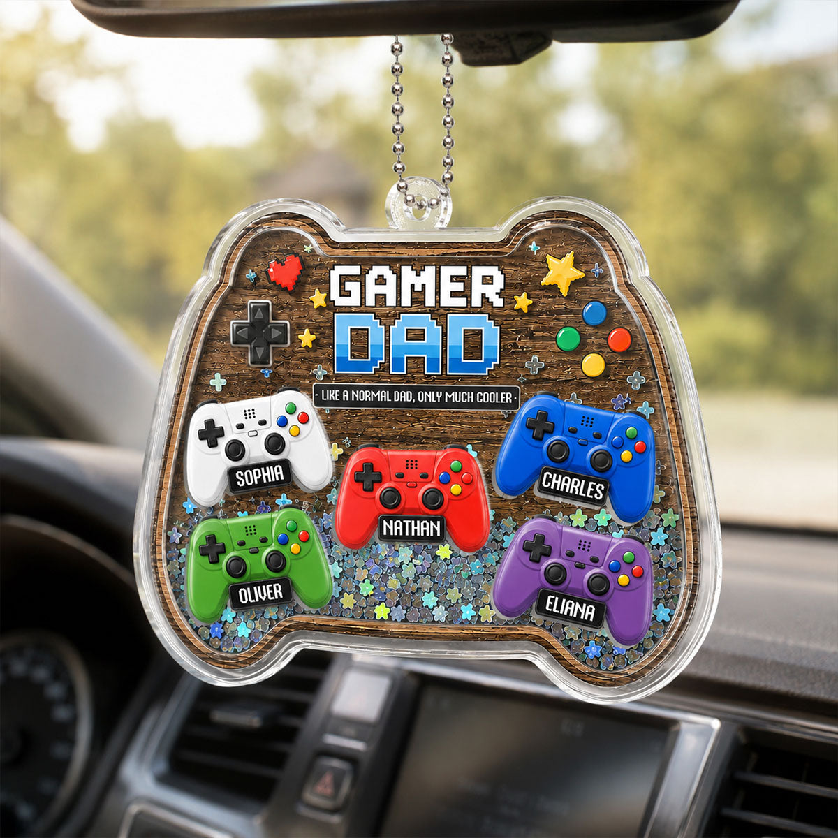 Gamer Dad - Personalized Car Shaker Ornament - Father's Day Gift For Gamer Dad, Car Decoration