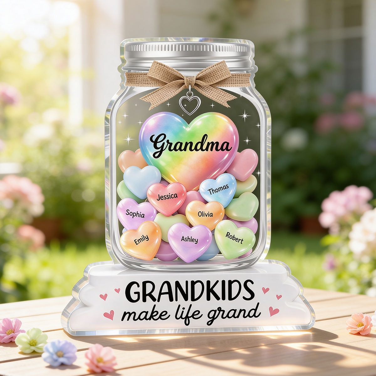 Grandma's Jar of Sweethearts 2D Flat - Personalized Acrylic Block Plaque - Heartfelt Mother's Day Gift For Grandma
