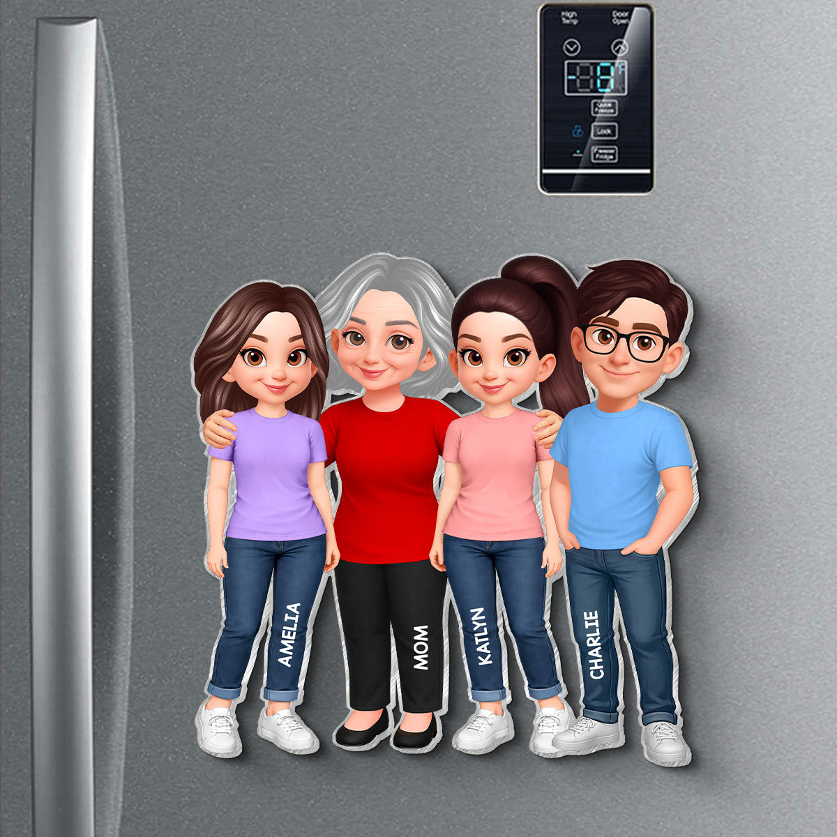 Mom Daughter Son, Grandma Grandchildren Forever Love - Personalized Acrylic Fridge Magnet - Mother's Day Gift For Mom, Grandma