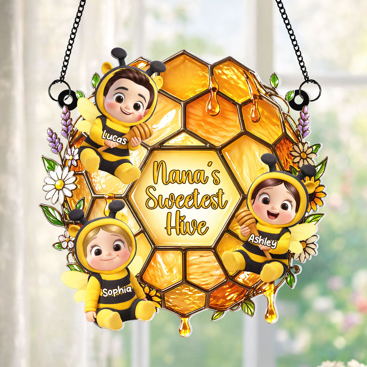 Grandma's Sweetest Hive - Personalized Suncatcher - Mother's Day Gift for Grandma, Mom, Wife