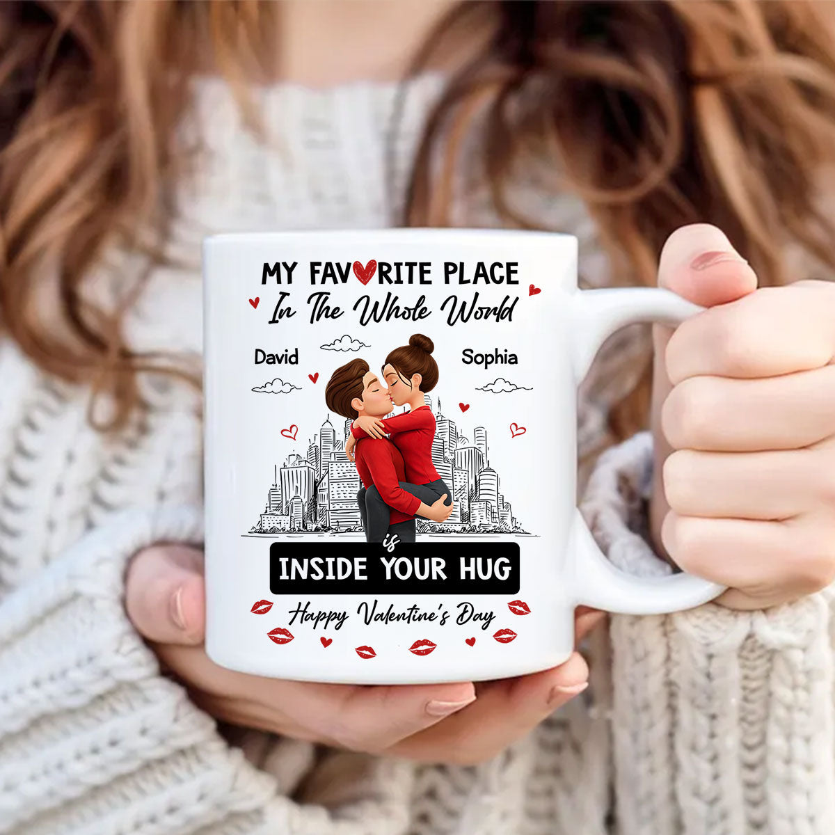 My Favorite Place in the Whole World is Inside Your Hug - Personalized Mug - Sentimental Couple Gift for Him