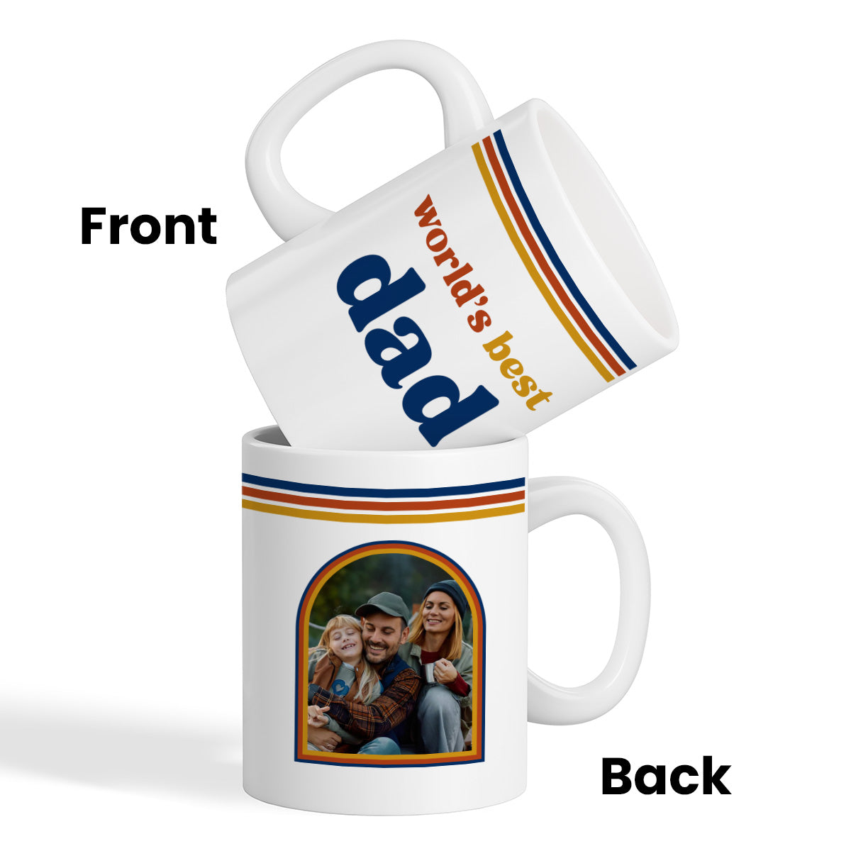 World's Best Dad Grandpa Retro 70s Style Custom Photo - Personalized Mug - Father's Day Gift For Husband, Dad, Grandpa