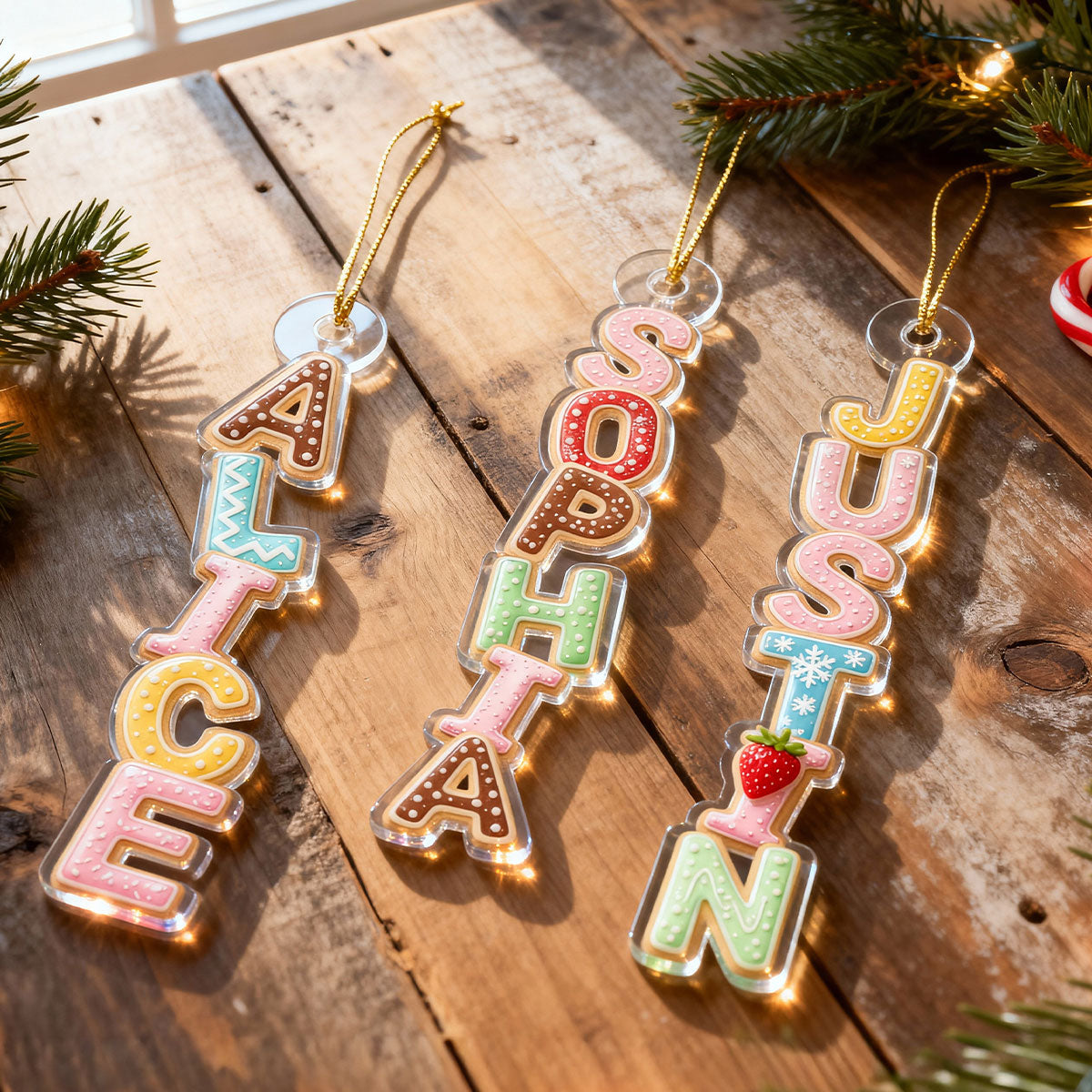 Cookies Christmas Alphabet Custom Family Name - Personalized Acrylic Ornament - Unique Christmas Gift For Family, Loved One
