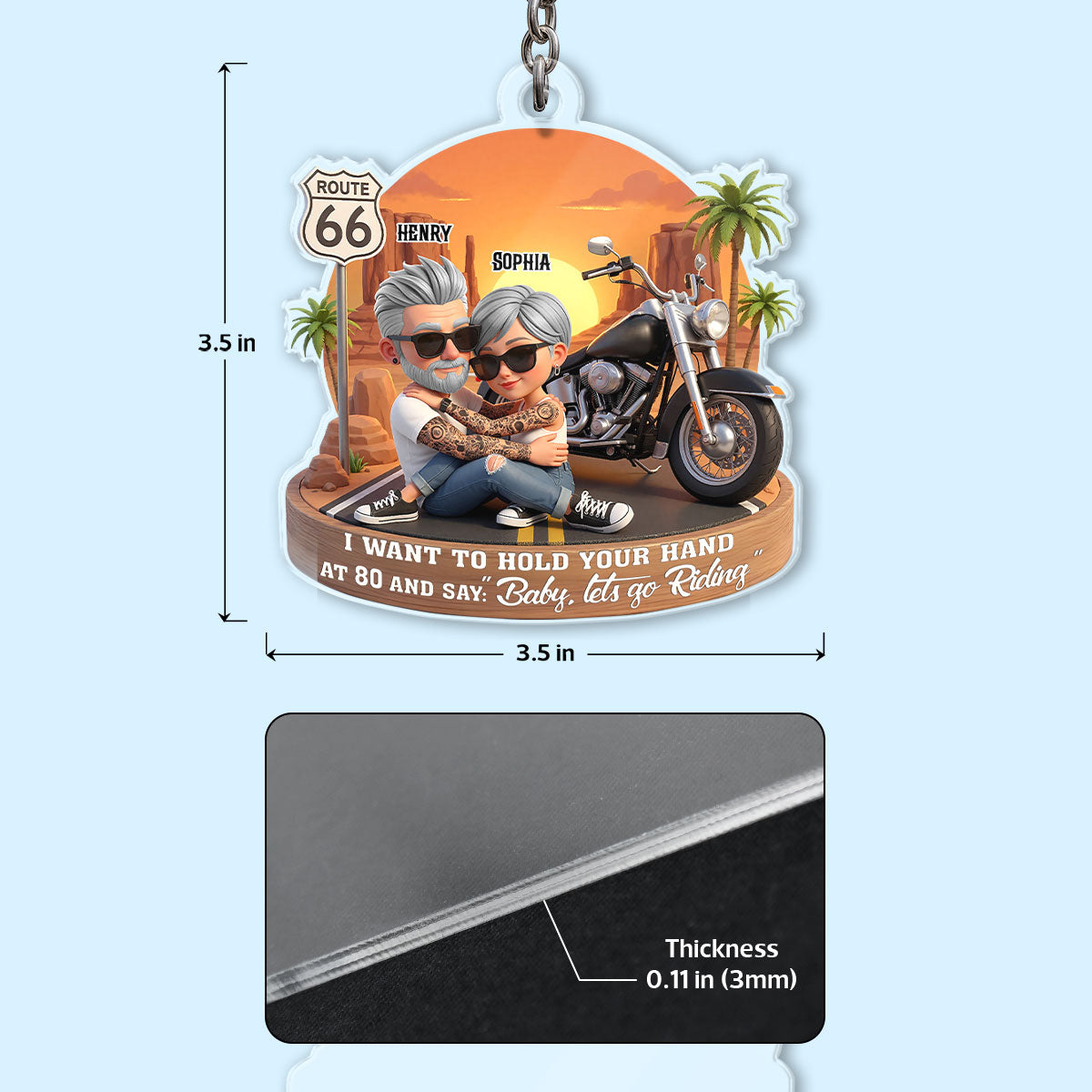 Baby Let's Go Riding Biker Couple - Personalized Acrylic Keychain - Sentimental Gift for him, for her