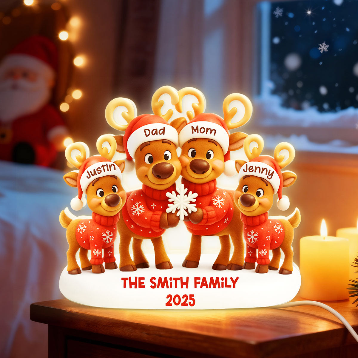 Family Reindeer - Personalized Light Box - Heartwarming Festive Christmas Decor