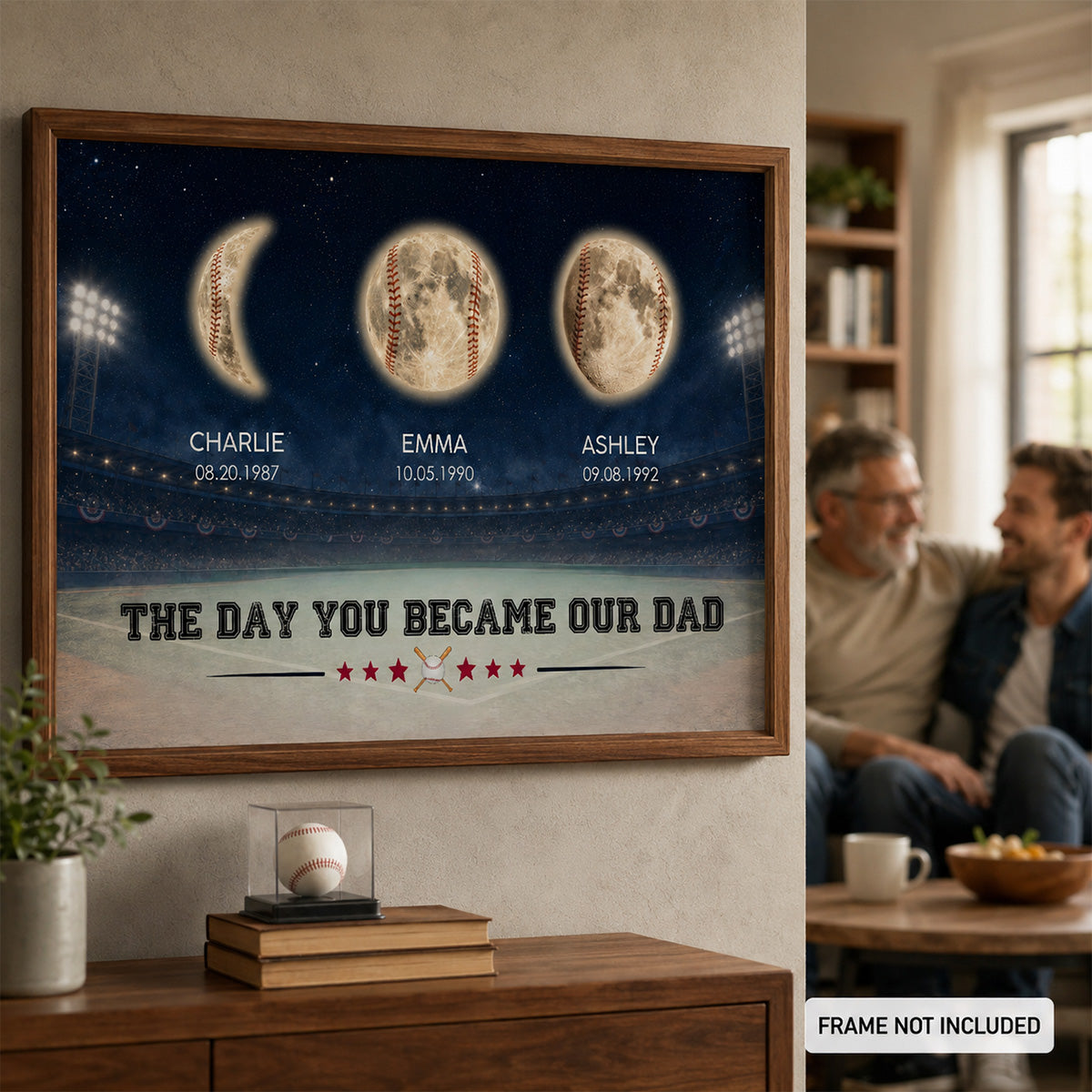 Baseball Dad Moon Phase - Personalized Poster - Father's Day gift for Dad