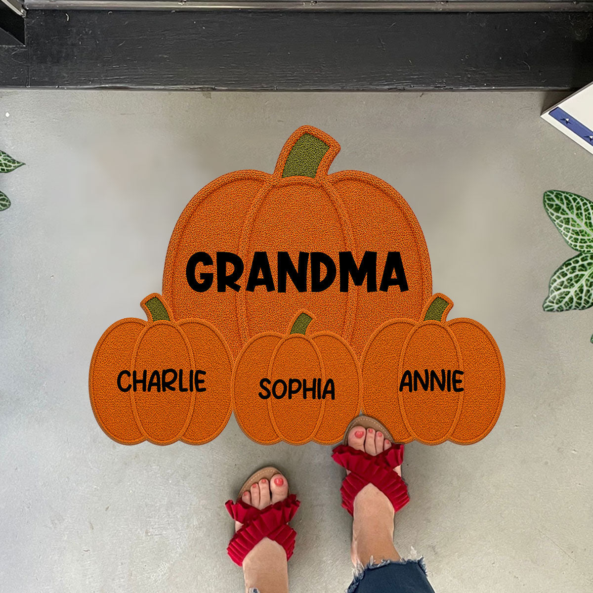 Fall Season Grandma Grandpa's Little Pumpkins - Personalized Doormat - Gift For Grandma