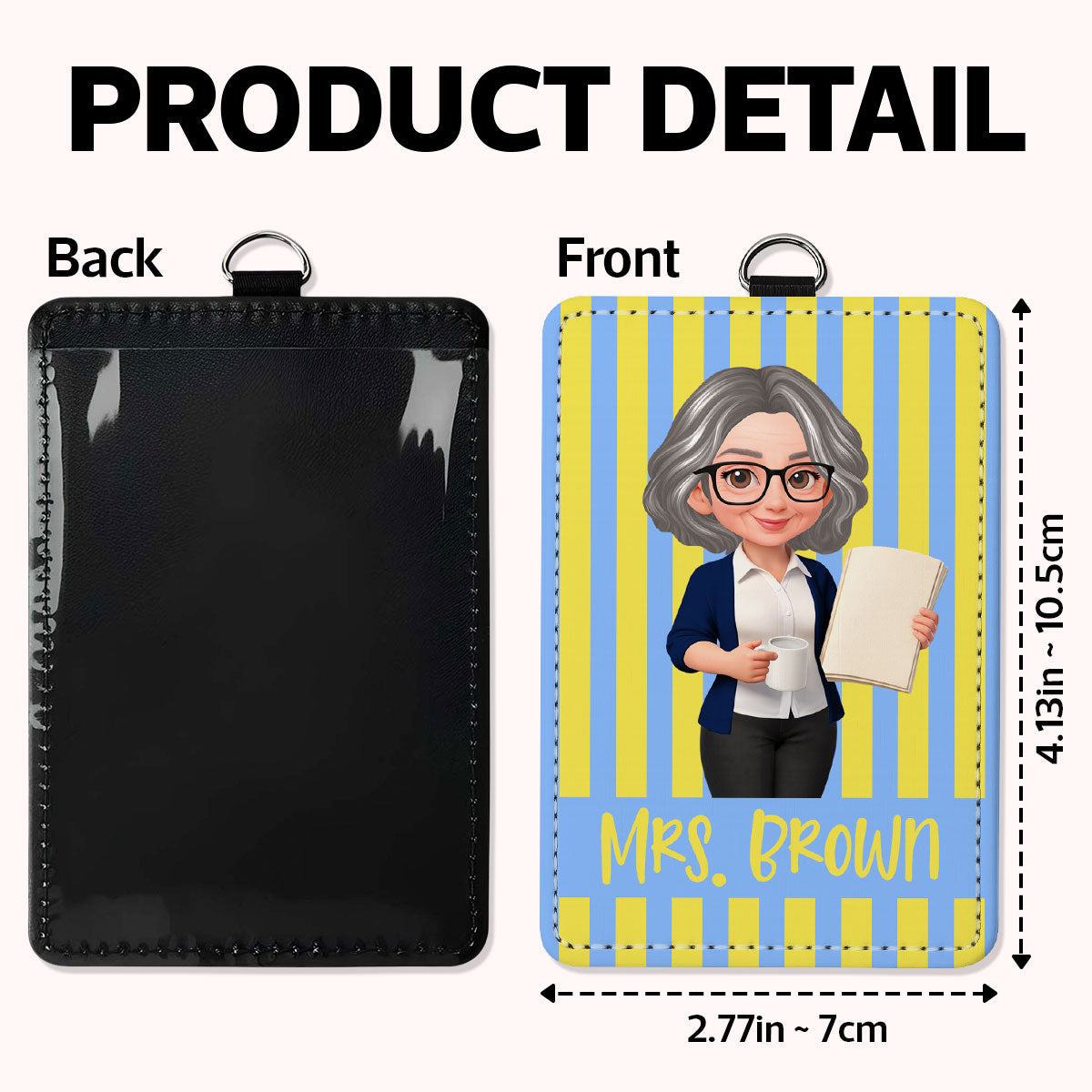 Trending Stripe Woman Style Teacher - Personalized ID Badge Holder - Back To School Gift For Teacher