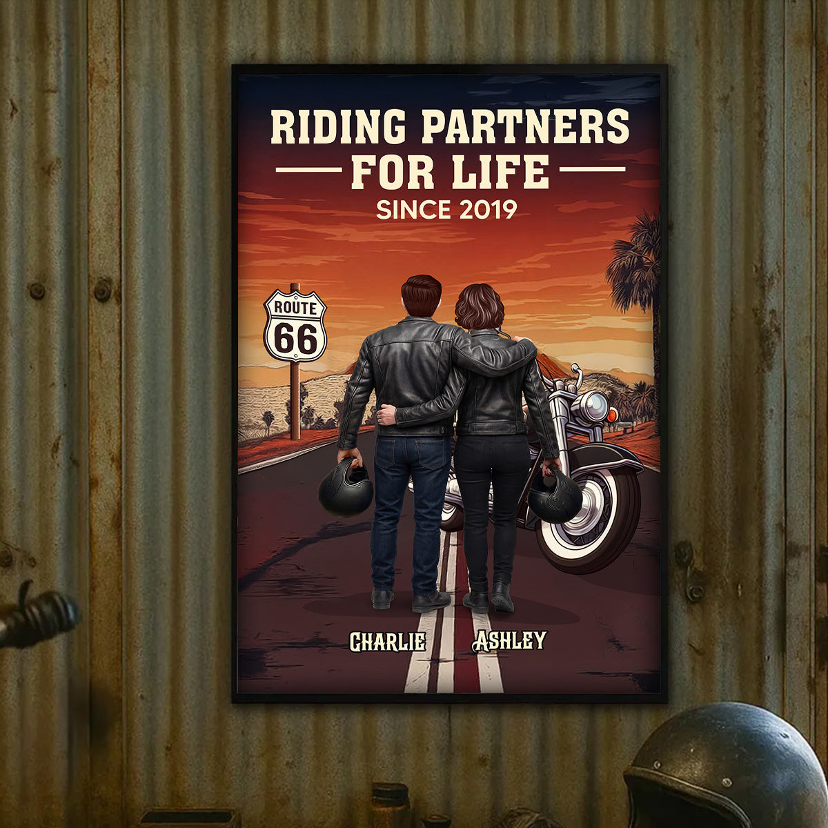 Eternal Love Biker Couple Riding Partners For Life - Personalized Poster - Heartfelt Valentine's Day Gift, Anniversary Gift For Couple, Bikers, Gift For Him, For Her