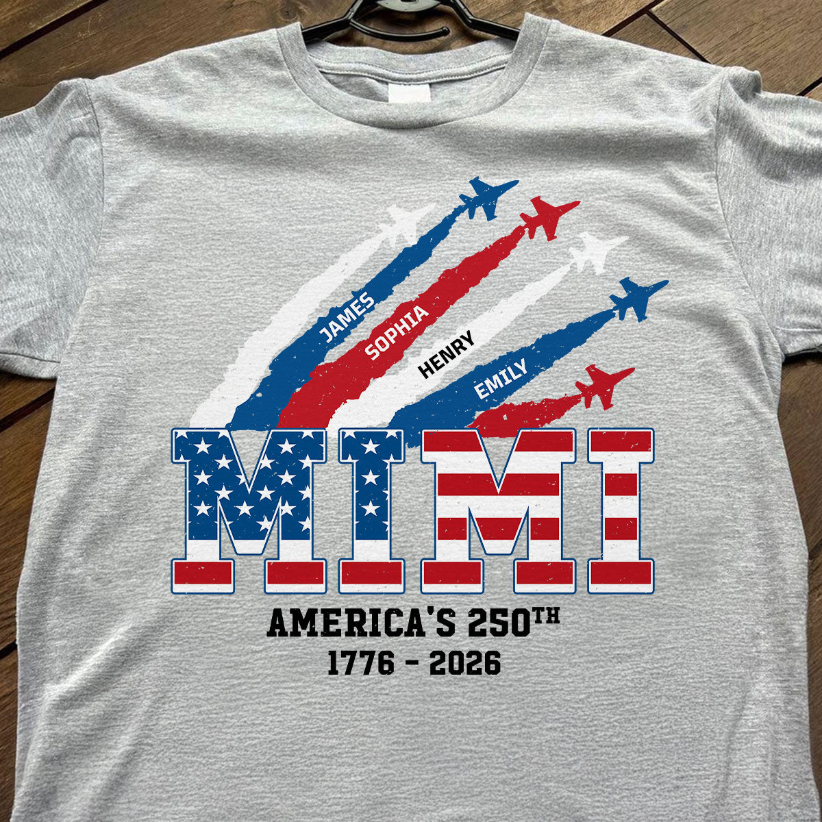 Proud Mom Grandma Nation Flag American 250th Anniversary Light Color - Personalized Shirt - Gift For Mom, Grandma