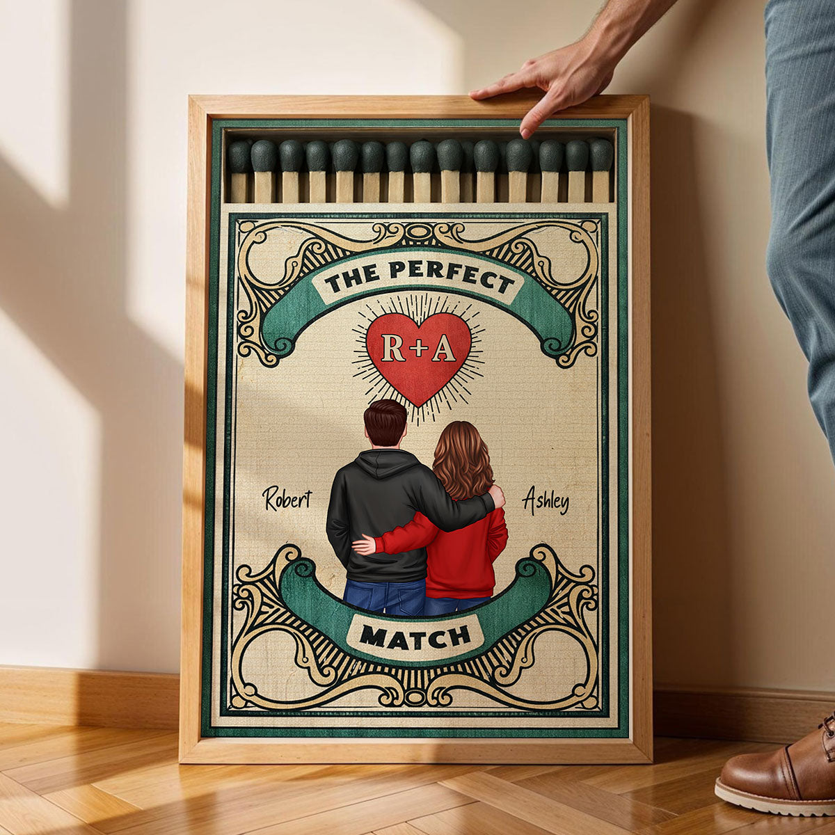 Retro Vintage Nostalgia Romance The Perfect Match Couple Matchbox - Personalized Poster - Heartfelt Gift For Couple