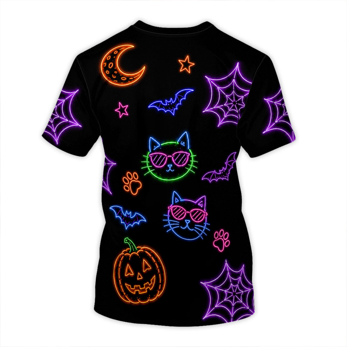 Neon Theme Mommy Daddy Of The Meownsters Cats - Personalized Shirt - Halloween Gift For Cat Lovers