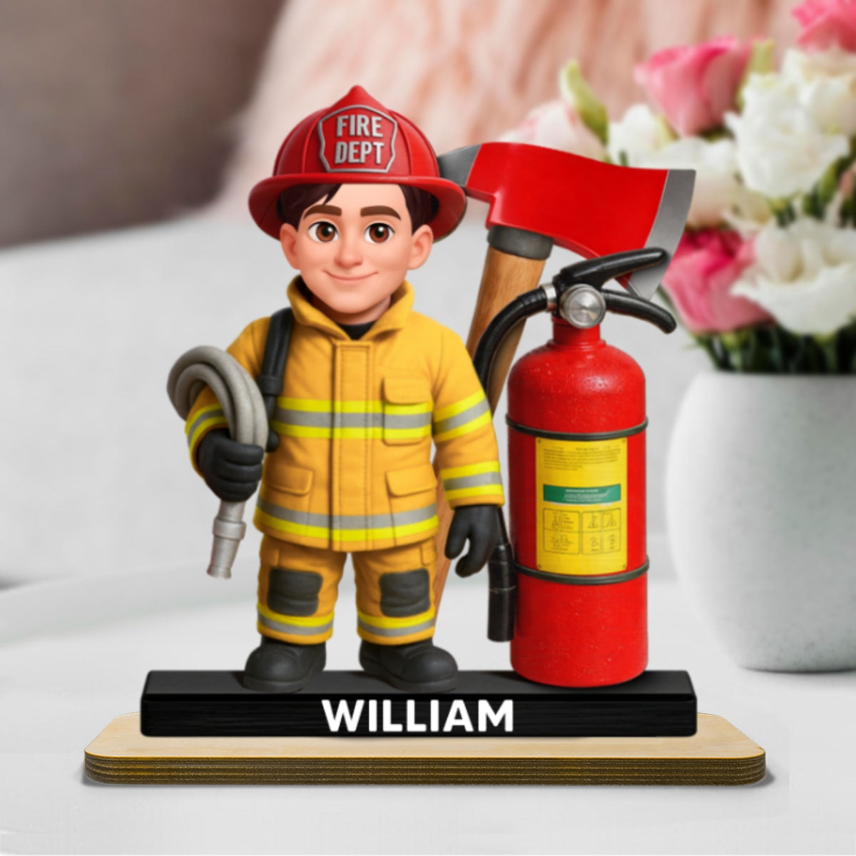 Proud Firefighter - Personalized 2-Layered Wooden Plaque - Gift For Firefighters