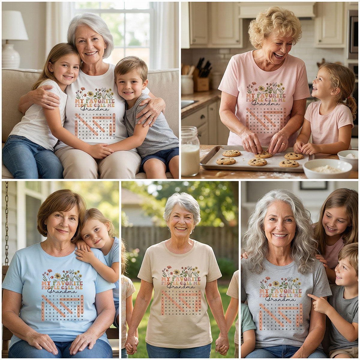 My Favorite People Call Me Grandma Floral Word Search Puzzle - Personalized Shirt - Mother's Day Gift For Grandma Mom