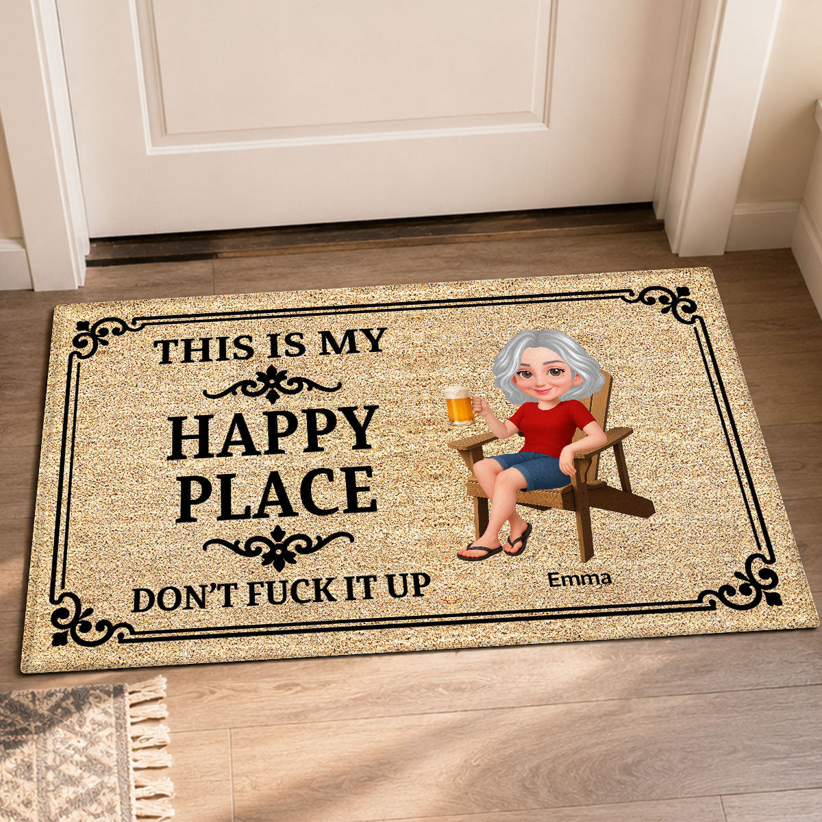 Couple This Is Our Happy Place - Personalized Doormat - Funny Sarcasm House Decoration