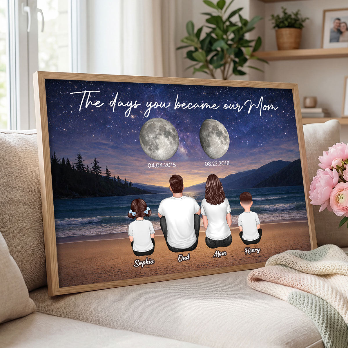 Endless Love The Day You Become Mom Grandma Custom Birth Moon Phase - Personalized Poster - Mother's Day Gift For Mom, Grandma