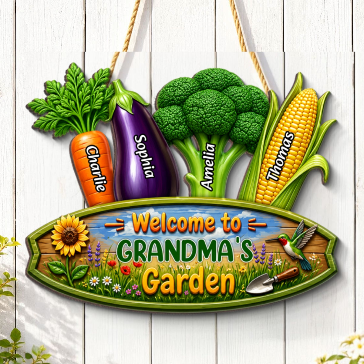 Welcome To Grandma's Garden - Personalized Wood Sign - Gift For Grandma, Garden Decorations