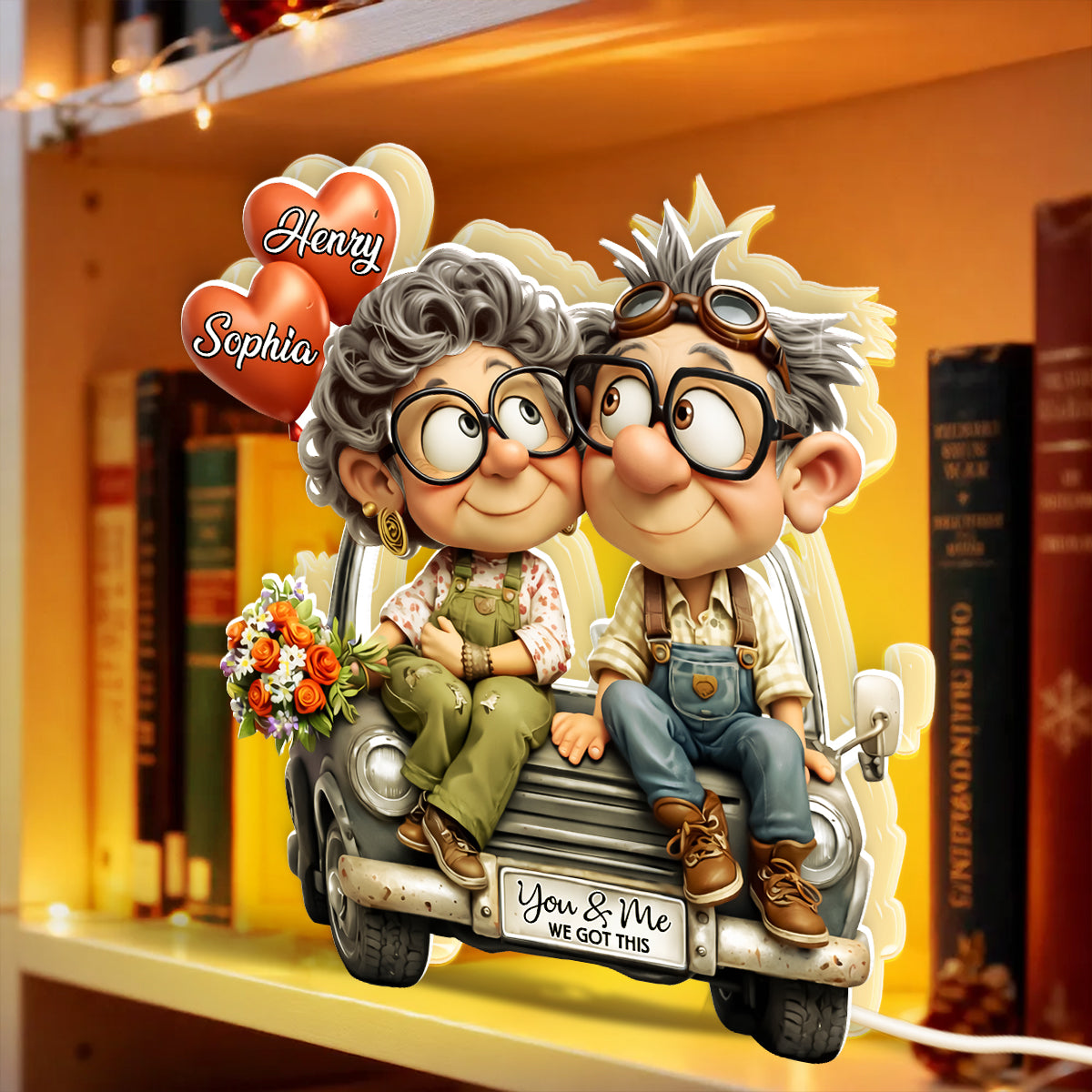 Funny Old Couple Vintage Truck - Personalized Light Box - Anniversary, Valentine's Day Gift, Gift For Him, Gift For Her