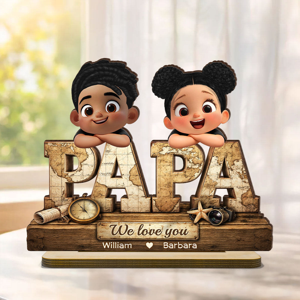 Papa We Love You - Personalized 2-Layered Wooden Plaque - Sentimental  Gift for Grandpa, Dad, Husband