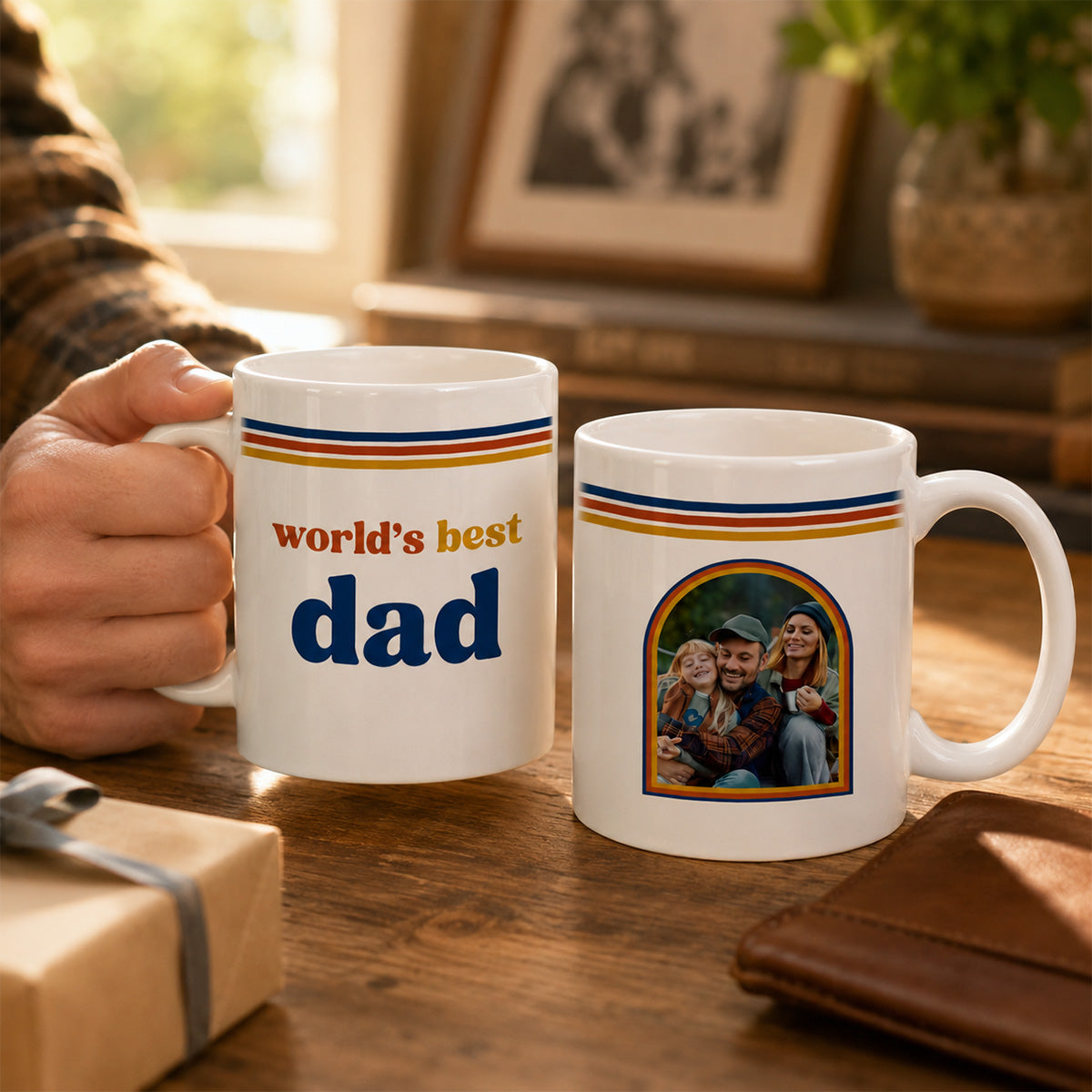 World's Best Dad Grandpa Retro 70s Style Custom Photo - Personalized Mug - Father's Day Gift For Husband, Dad, Grandpa