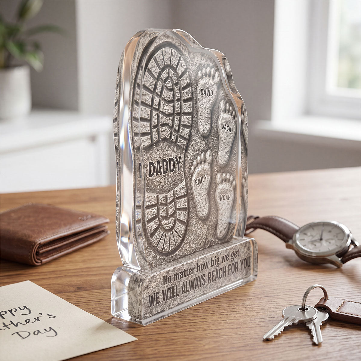 No Matter How Big We Get Always Reach For You Dad - Personalized Acrylic Block Plaque - Heartfelt  Gift For Dad, Husband
