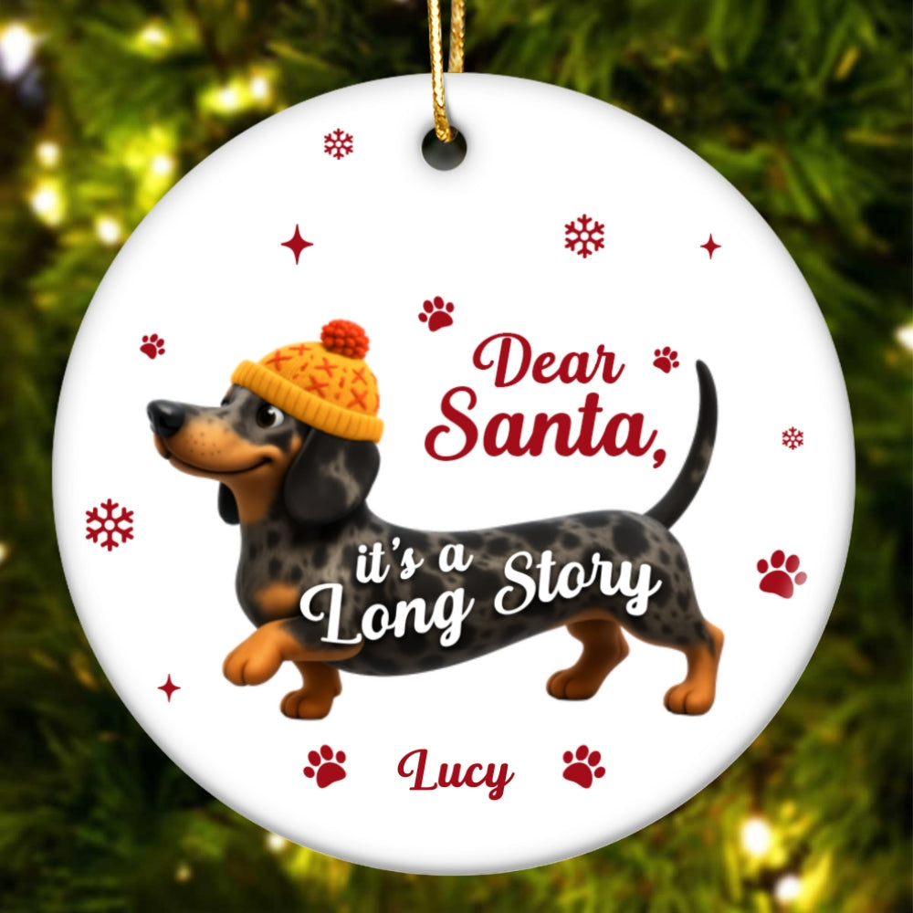 Funny Christmas Dachshund - Personalized Ceramic Ornament - Unique Christmas Gift For Dog Lovers