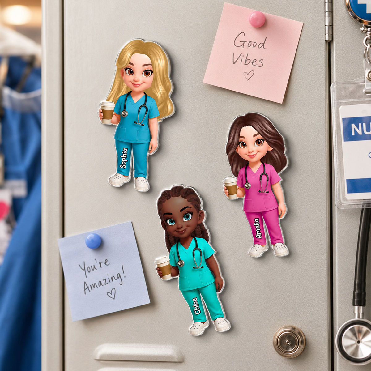 Proud Nurse - Personalized Acrylic Magnet - Locker Magnet For Nurse, Gift For Colleagues, Nurse Besties
