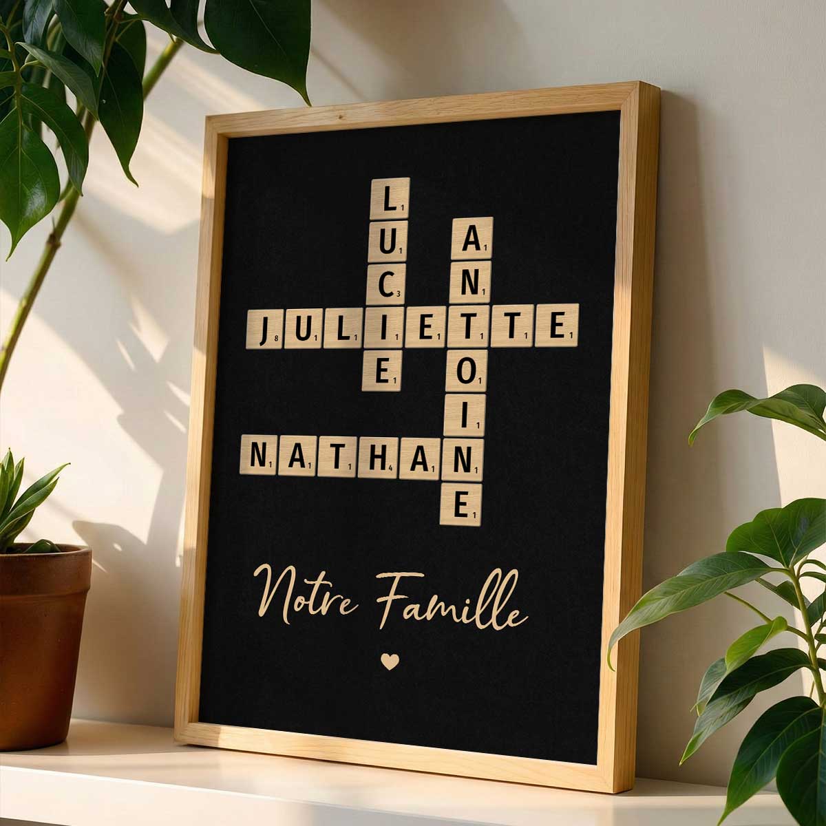 Tableau Mots Croisés de Famille - Créé en un instant, chéri pour toujours - Affiche Personnalisée