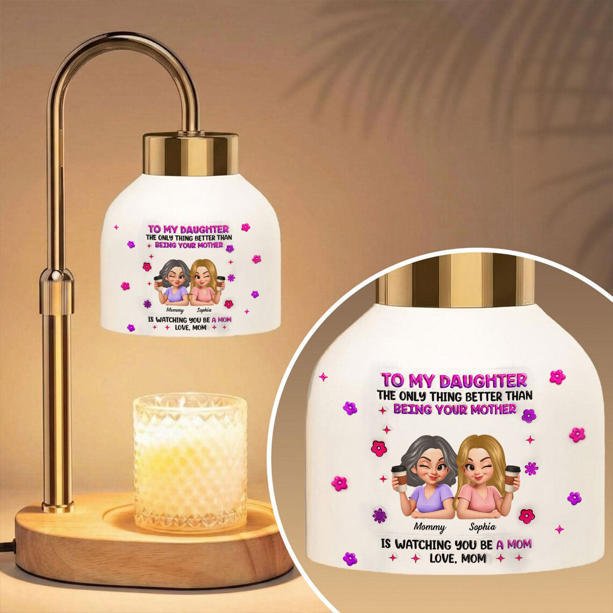 Watching You Be A Mom Mother Daughter - Personalized Candle Warmer Lamp - Heartfelt Mother's Day Gift for Daughter