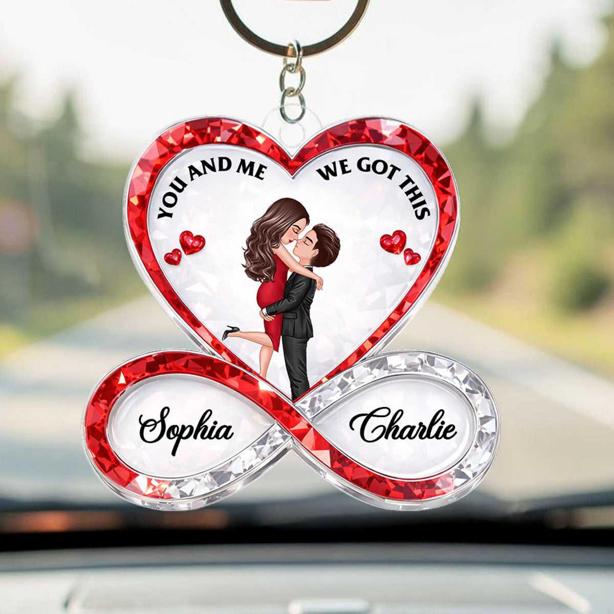 Couple Infinity Love 3D Crystal Effect - Personalized Acrylic Keychain - Sentimental Valentine's Day Gift for Her, for Him