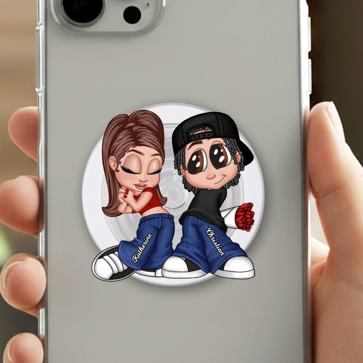 Y2K Couple - Personalized Acrylic Magnetic Phone Grip - Trendy Gift for Him, Gift for Her