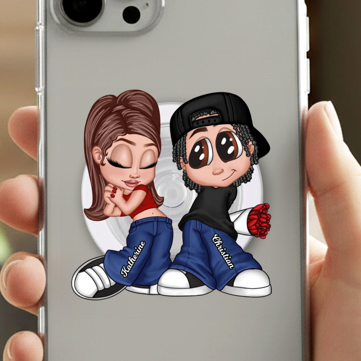 Y2K Couple - Personalized Acrylic Magnetic Phone Grip - Trendy Gift for Him, Gift for Her