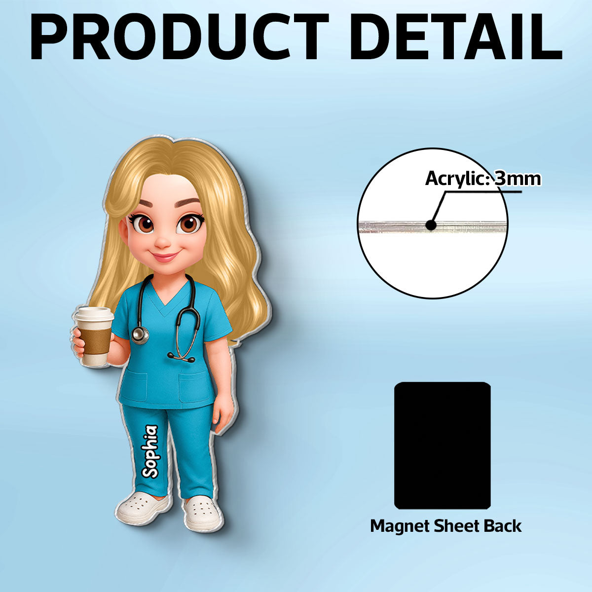 Proud Nurse - Personalized Acrylic Magnet - Locker Magnet For Nurse, Gift For Colleagues, Nurse Besties
