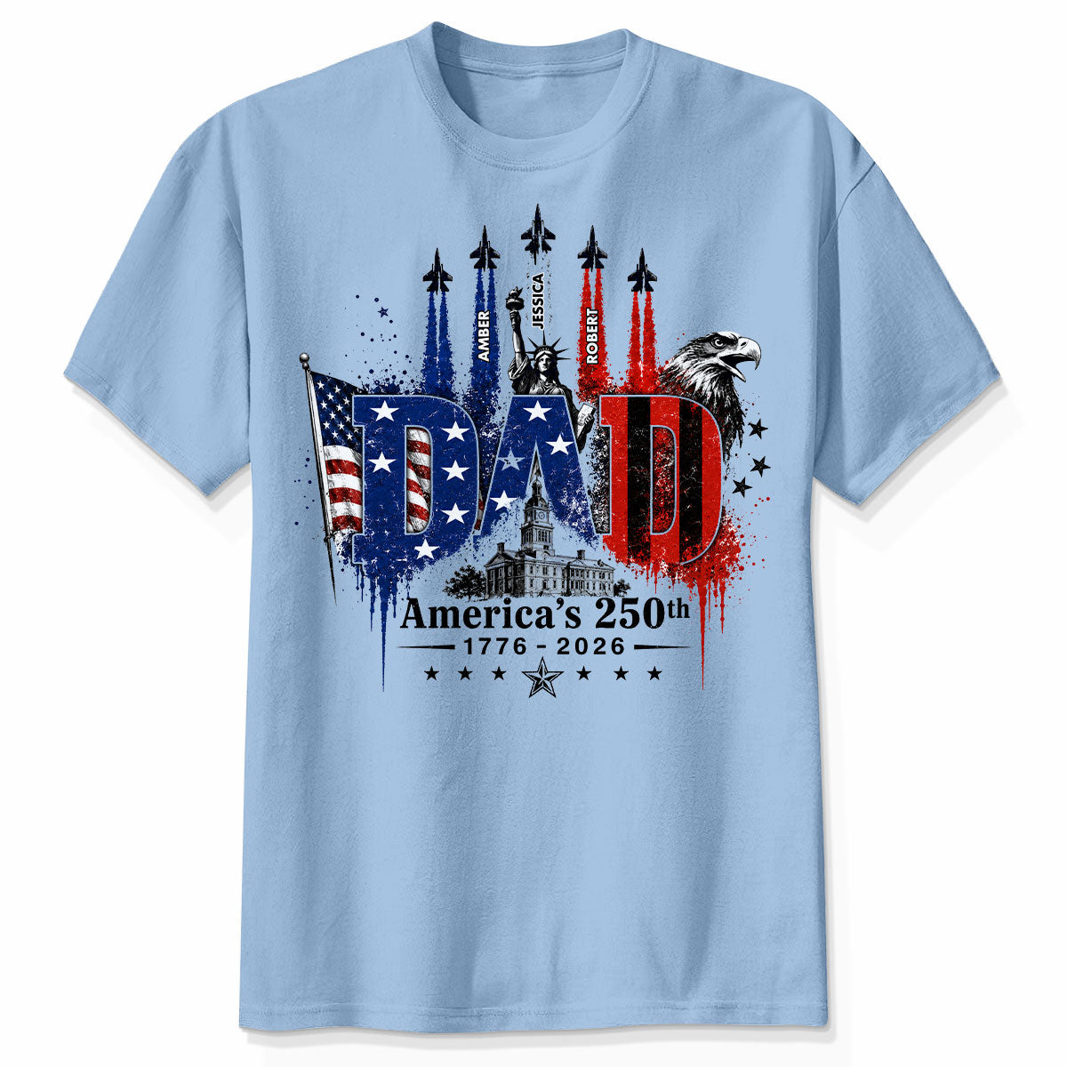 Patriotic Grandpa USA 250th Anniversary - Personalized Shirt - Father's Day Gift For Dad, Grandpa, Husband