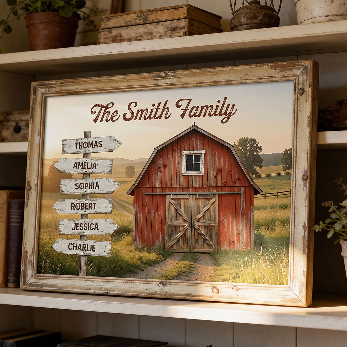 Nostalgia Barn House Family Sign Posts - Personalized Poster - Gift For Family, Farmhouse Decor