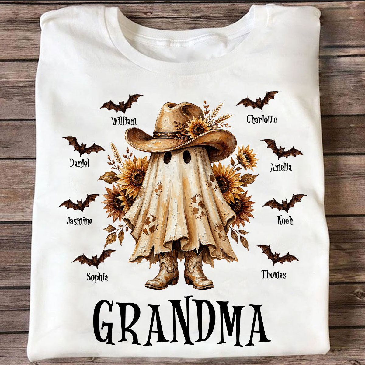 Western Cowgirl Boo Grandma Fall Season Halloween - Personalized Shirt - Halloween Gift For Grandma