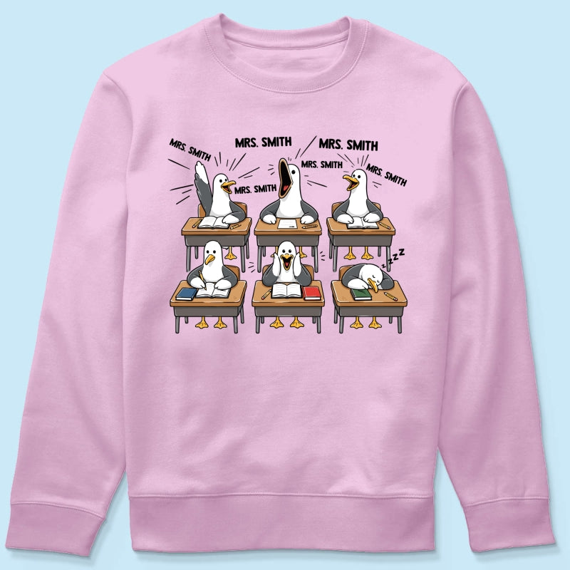 Funny Seagull Teacher - Personalized Shirt - Back To School Gift