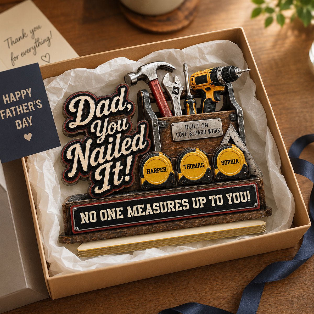 Dad You Nailed It Custom Name 2D Flat - Personalized 2-Layered Wooden Plaque -  Gift For Dad