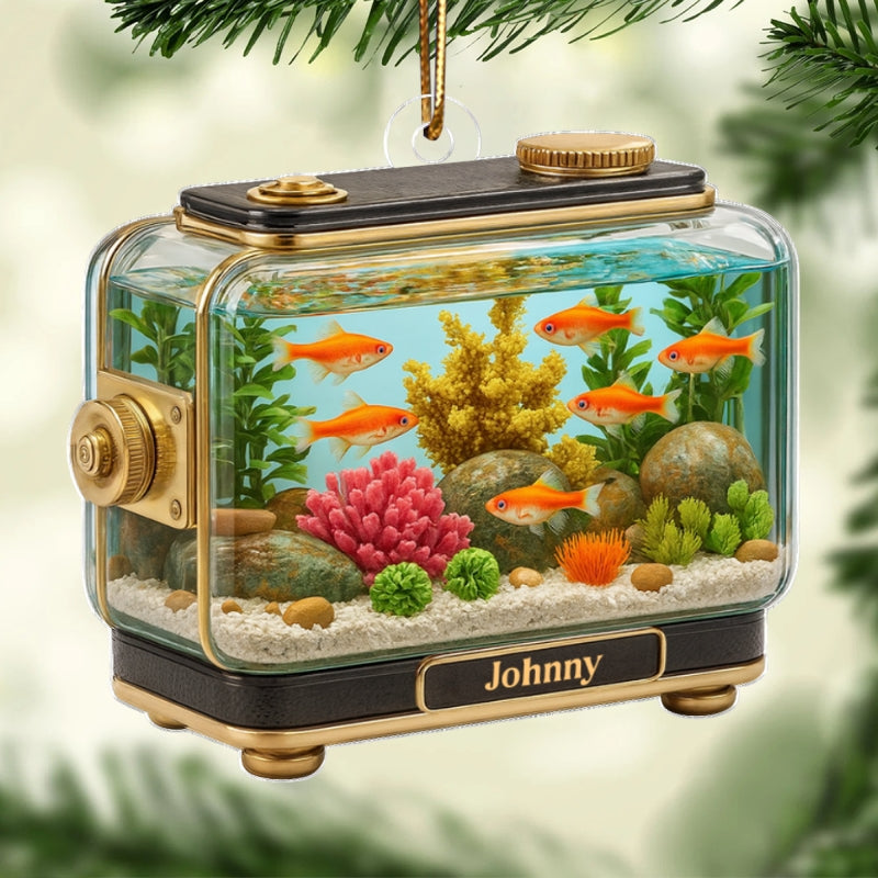 Retro Aquarium Fish Tank - Personalized Acrylic Ornament - Christmas Decor Gift for Fish Lovers, Gift for Office, Home Decor 2025