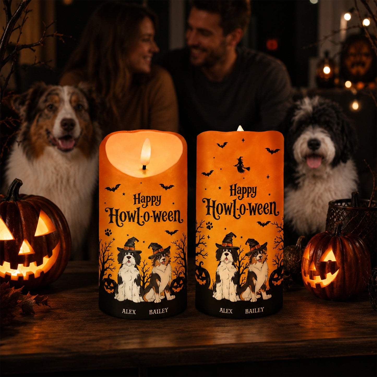 Dog Mom Happy Howloween - Personalized LED Candle - Pawfect Halloween Decor for Dog Lover
