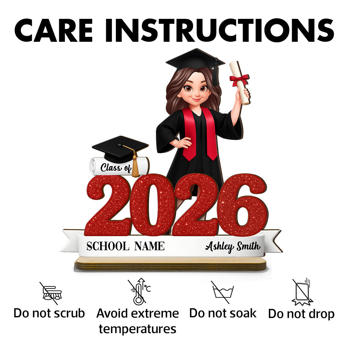 Class Of 2026 3D Effect Senior - Personalized 2-Layered Wooden Plaque - Graduation Gift For Seniors, Daughter, Son, Grandkids