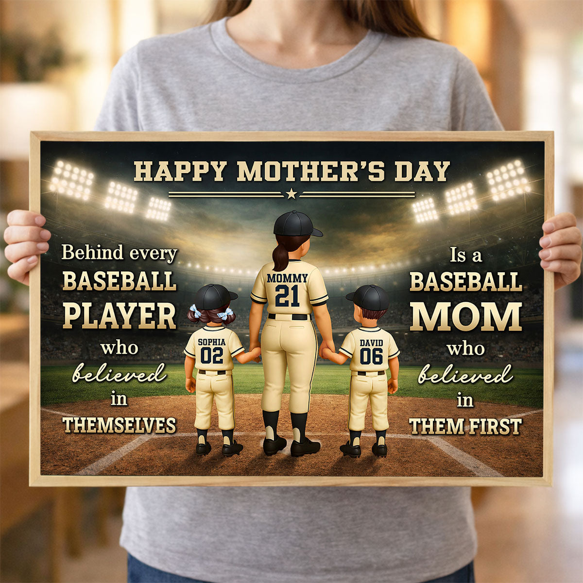 Behind Every Baseball Player is a Baseball Mom - Personalized Poster - Heartfelt Mother's Day Gift for Mom, Wife